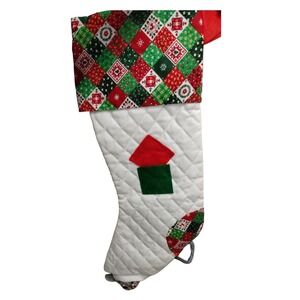 Vintage Annalee Quilted Christmas Stocking with Felt Mouse Face 1970s–80s